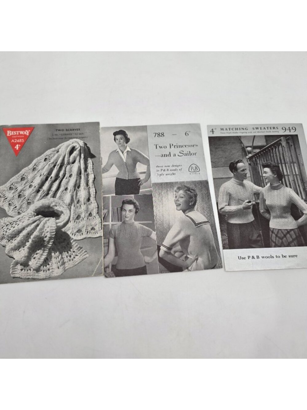 Vintage Knitting Pattern Booklets For Scarves Sweaters & Tops Bestway